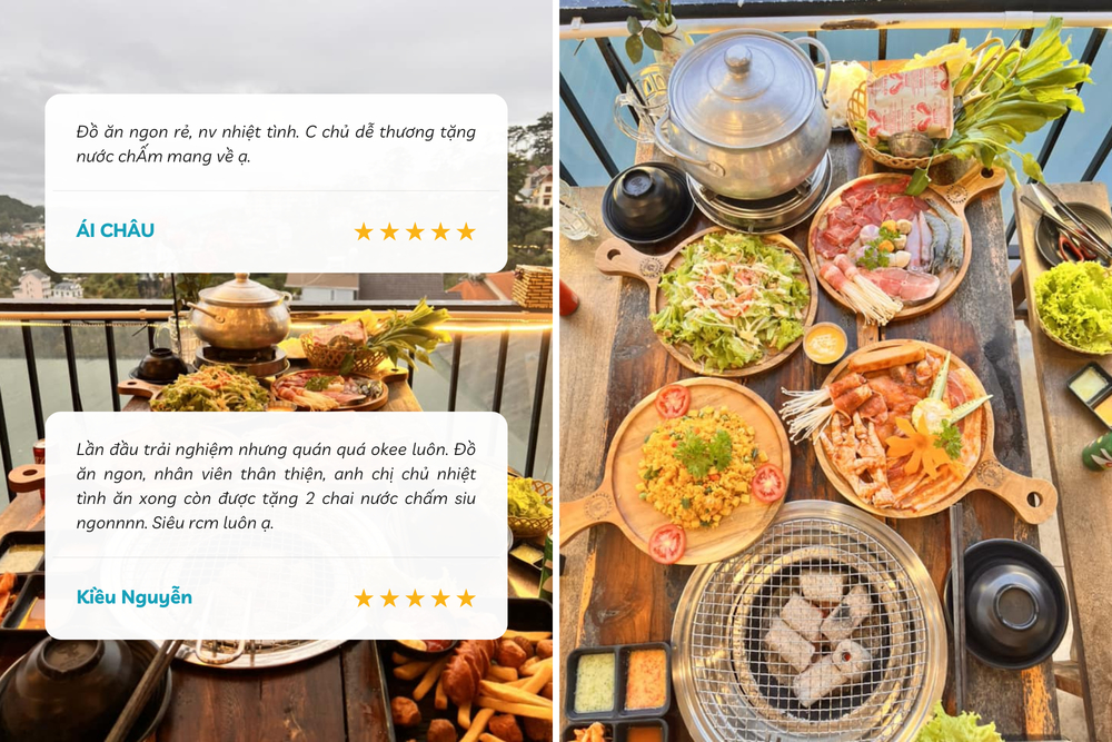 Menu món nướng đa dạng, đồ ăn ngon, đặc biệt còn có chương trình tặng 2 chai sốt chấm độc quyền hoặc phiếu giảm giá 10% cho lần ăn tiếp theo